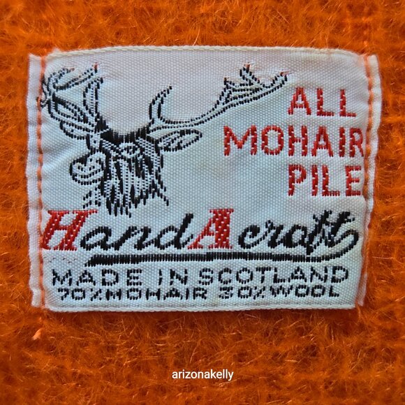 Vintage Hand Acraft Mohair & Wool Scarf Vibrant Orange - Picture 2 of 10